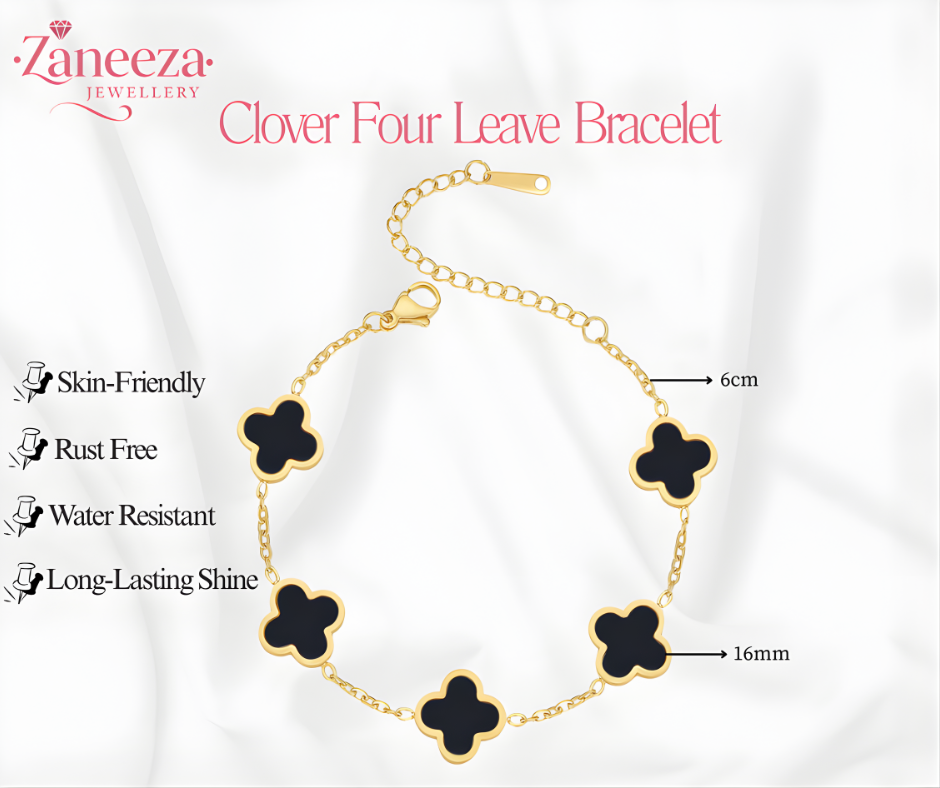 Clover four leaf bracelet size and measurement image Pakistan