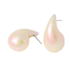 Elegant iridescent acrylic pearl drop earrings front view