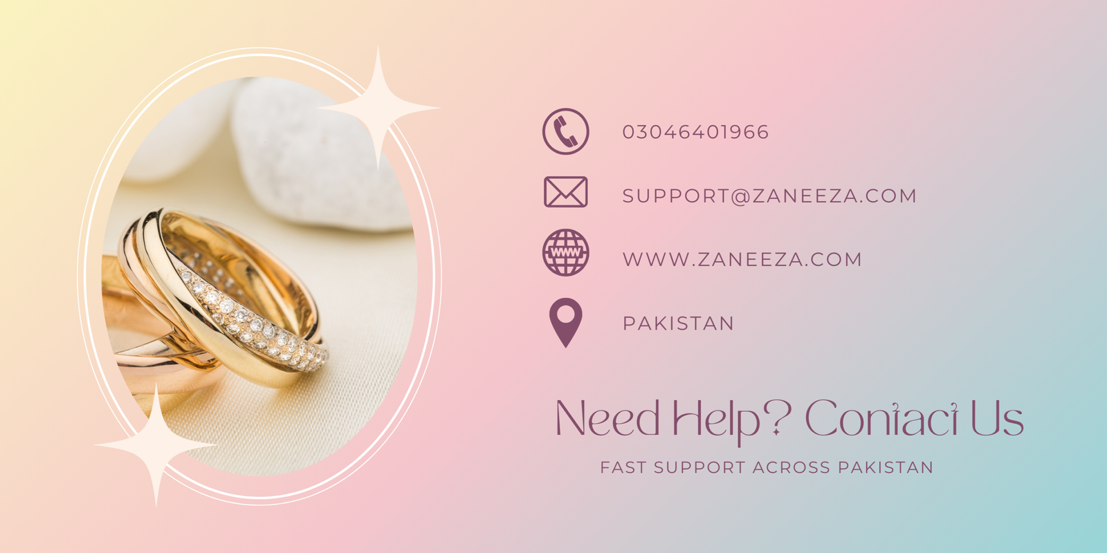 Contact Zaneeza Jewellery customer support in Pakistan for orders, refunds, and jewellery assistance