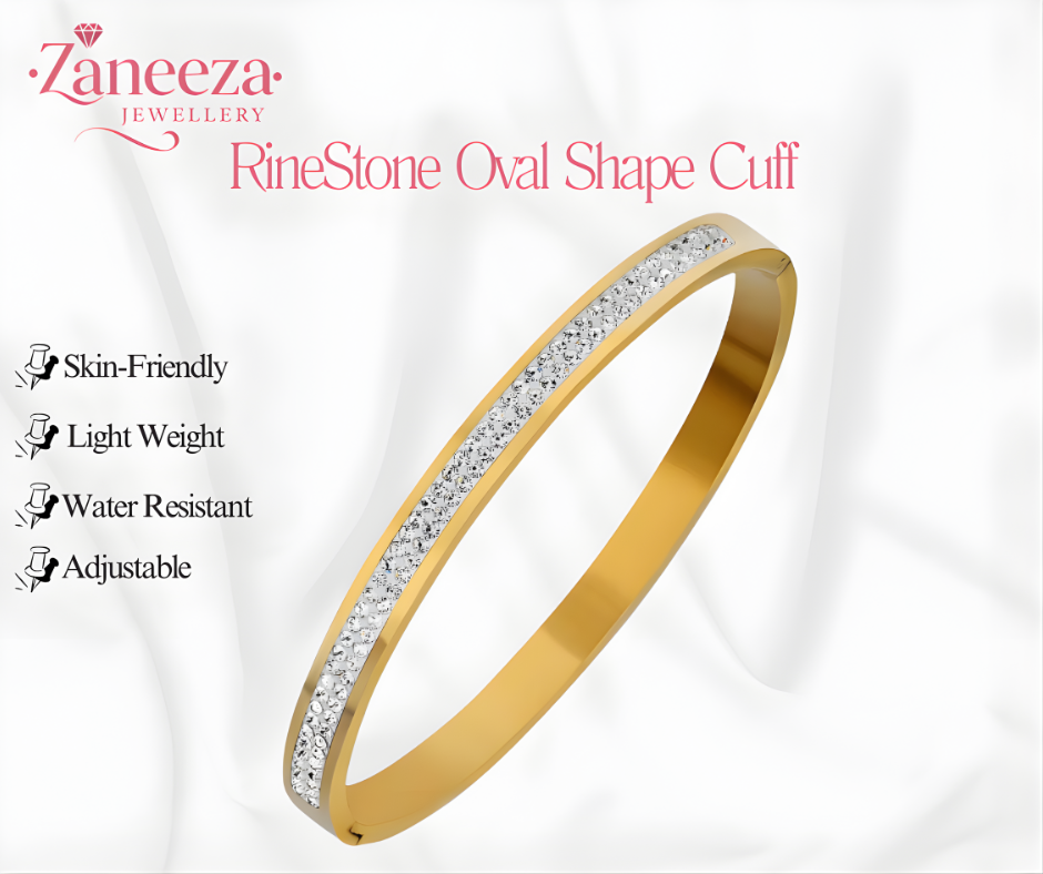 Close up of rhinestone oval shape bracelet for women luxury sparkling bracelet Pakistan