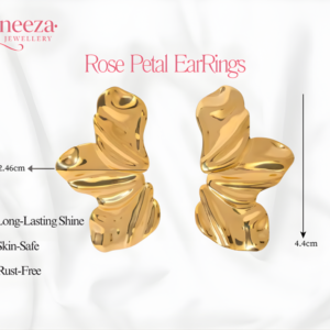 Gold Flower Wing Earrings with elegant floral wing design, luxury statement earrings for women